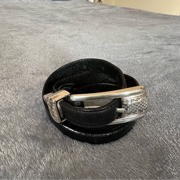 Brighton Women’s Black silver buckle Leather Belt Size S/28 - Picture 4 of 13